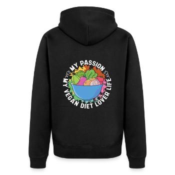 Vegan Diet Lover My Passion My Veganism Meatless - Unisex Premium Organic Zip Hoodie - black - Back - Nico (187cm)