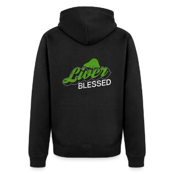Organspender Leber Organtransplantation - Unisex Premium Bio Zip Hoodie - Schwarz - Hinten - Nico (187cm)