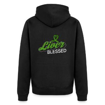 Organspender Leber Organtransplantation - Unisex Premium Bio Zip Hoodie - Schwarz - Hinten - Nico (187cm)
