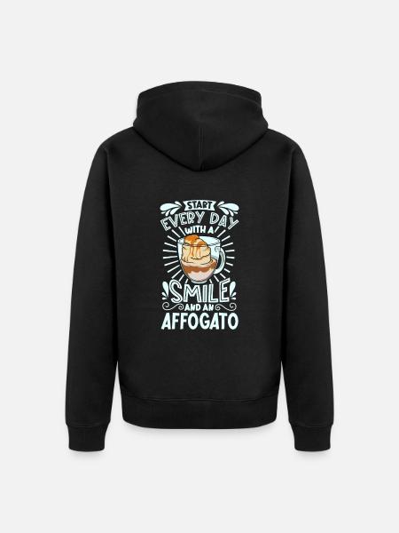 Smile with Café Affogato - Unisex Premium Organic Zip Hoodie - black