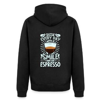 Souriez avec un expresso - Veste à capuche bio Premium Unisexe - noir - Dos - Nico (187cm)