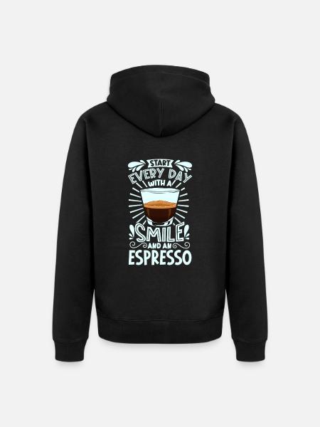 Smile with espresso - Unisex Premium Organic Zip Hoodie - black
