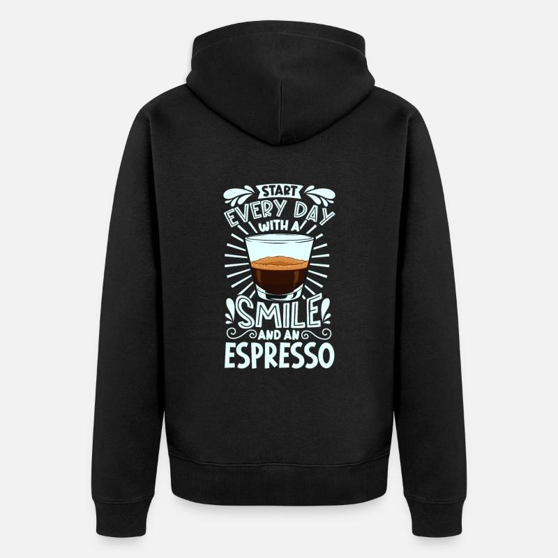 Souriez avec un expresso - Veste à capuche bio Premium Unisexe - noir