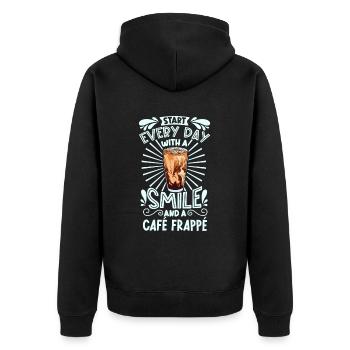 Souriez avec Café Frappé - Veste à capuche bio Premium Unisexe - noir - Dos - Nico (187cm)