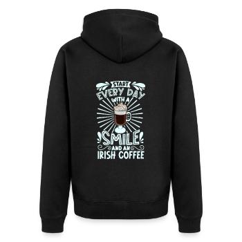 Souriez avec un café irlandais - Veste à capuche bio Premium Unisexe - noir - Dos - Nico (187cm)