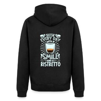 Souriez avec Ristretto - Veste à capuche bio Premium Unisexe - noir - Dos - Nico (187cm)