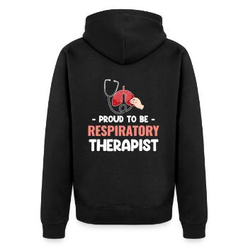 Proud to be a respiratory therapist Asthma - Unisex Premium Organic Zip Hoodie - black - Back - Nico (187cm)