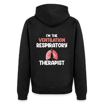 I am the Respiratory Therapist Pneumology - Unisex Premium Organic Zip Hoodie - black - Back - Nico (187cm)