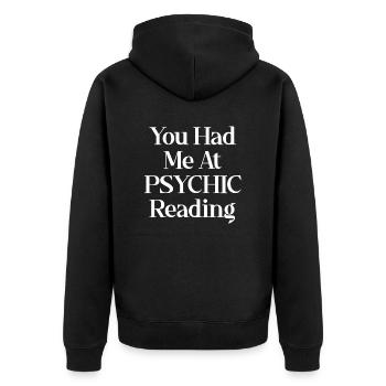 Du Hattest Mich Beim Hellseher-lesen Himmlischer - Unisex Premium Bio Zip Hoodie - Schwarz - Hinten - Nico (187cm)
