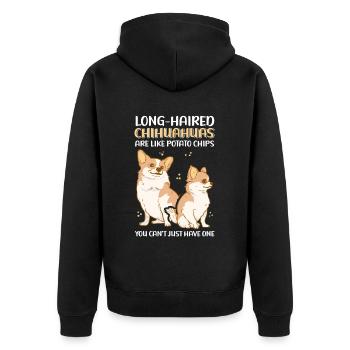 Chihuahua à poil long chien propriétaire cadeau - Veste à capuche bio Premium Unisexe - noir - Dos - Nico (187cm)