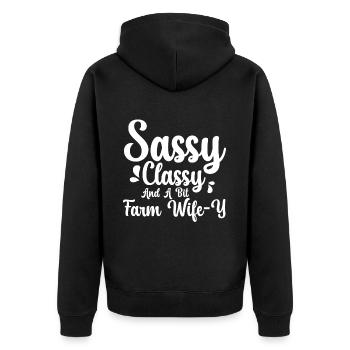 Ferme Femme Ferme Petite amie Agriculteurs Femme Campagne Ferme - Veste à capuche bio Premium Unisexe - noir - Dos - Nico (187cm)