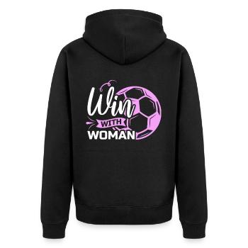 Soccer féminin, Football féminin, Football féminin - Veste à capuche bio Premium Unisexe - noir - Dos - Nico (187cm)