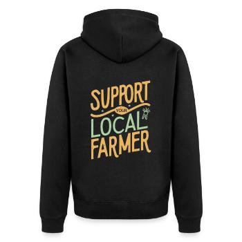 Support Your Local Farmer Bauer Landwirt - Unisex Premium Organic Zip Hoodie - black - Back - Nico (187cm)