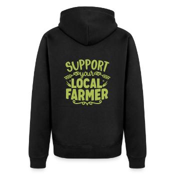 Support Your Local Farmer Bauer Landwirt - Unisex Premium Bio Zip Hoodie - Schwarz - Hinten - Nico (187cm)