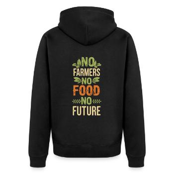 No Farmers - No Food - No Future Bauer Landwirt - Unisex Premium Bio Zip Hoodie - Schwarz - Hinten - Nico (187cm)