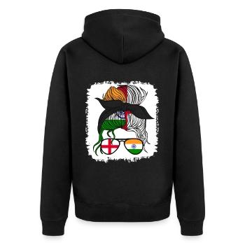 Moitié Anglais Moitié Indien Fille Inde Angleterre - Veste à capuche bio Premium Unisexe - noir - Dos - Nico (187cm)