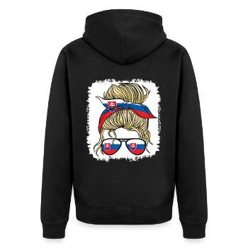 Slovenka Slowakei Flagge Mädchen Slowakische Mädchen Kinder - Unisex Premium Bio Zip Hoodie - Schwarz - Hinten - Nico (187cm)