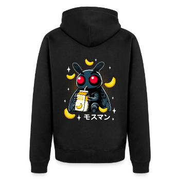 Mothman Bananen Milchshake - Unisex Premium Bio Zip Hoodie - Schwarz - Hinten - Nico (187cm)