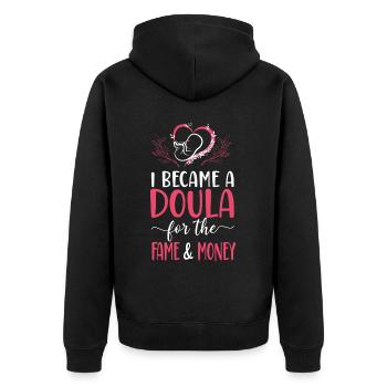 Doula accoucheuse Je suis devenue une - Veste à capuche bio Premium Unisexe - noir - Dos - Nico (187cm)