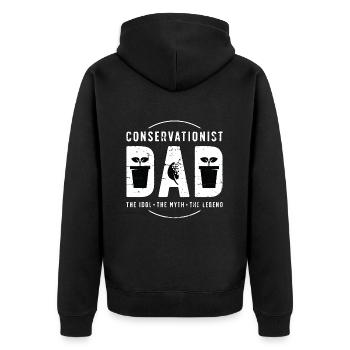 Papa écologiste L’idole L’écologiste - Veste à capuche bio Premium Unisexe - noir - Dos - Nico (187cm)