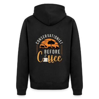 Conservationist Before Environment Coffee Lover - Unisex Premium Organic Zip Hoodie - black - Back - Nico (187cm)