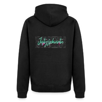 Richtern Abschluss-Geschenk Justizfachwirtin - Unisex Premium Bio Zip Hoodie - Schwarz - Hinten - Nico (187cm)