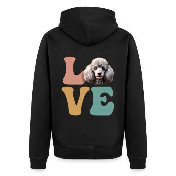 Pudelhund-Liebhaber - Unisex Premium Bio Zip Hoodie - Schwarz - Hinten - Nico (187cm)