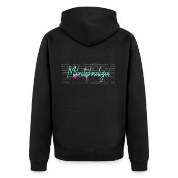 Techniker Abschluss-Geschenk Mikrotechnologin - Unisex Premium Bio Zip Hoodie - Schwarz - Hinten - Nico (187cm)