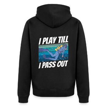 "I play until I pass out" - Unisex Premium Organic Zip Hoodie - black - Back - Nico (187cm)