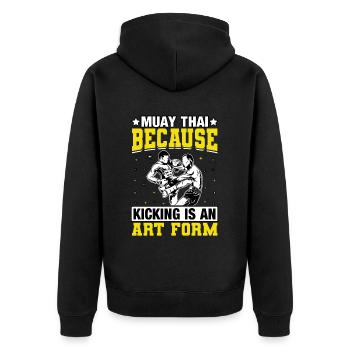 Muay Thai because kicking is an art form - Unisex Premium Organic Zip Hoodie - black - Back - Nico (187cm)