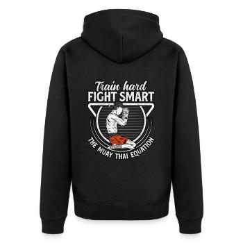 Entraînez-vous durement, combattez intelligemment, le Muay Thai : l’équation - Veste à capuche bio Premium Unisexe - noir - Dos - Nico (187cm)