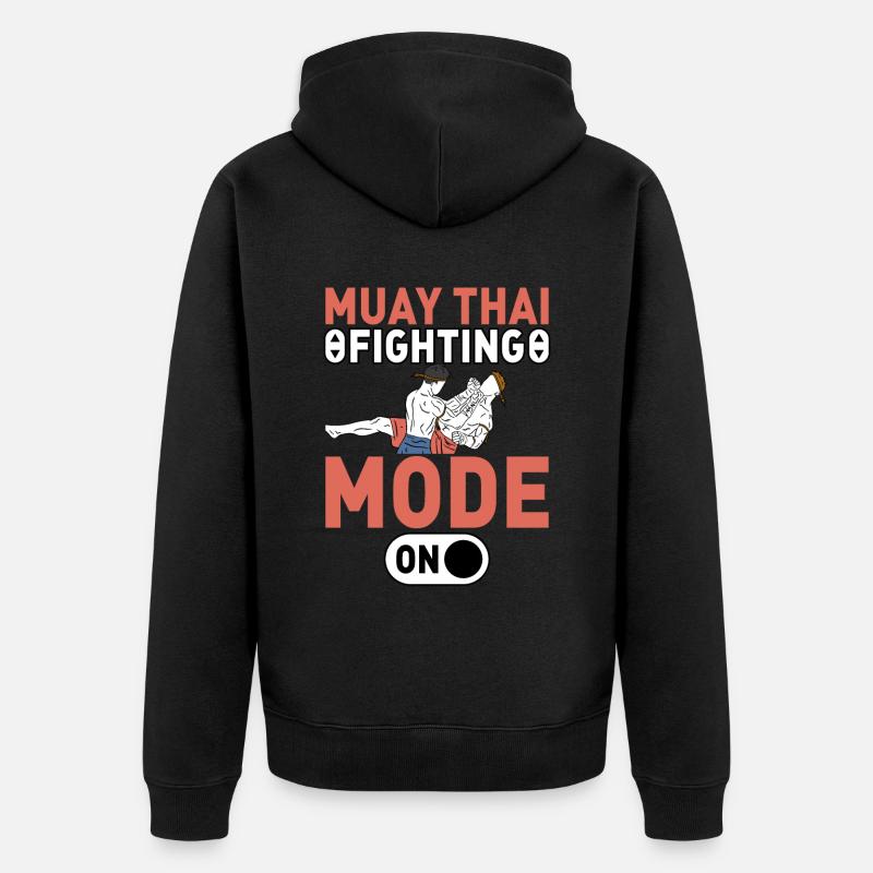 Muay Thai Kampfmodus an - Unisex Premium Bio Zip Hoodie - Schwarz