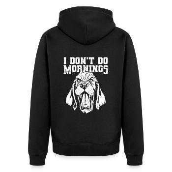 Bassett Chien Drôle Je Ne Fais Pas De Matins - Veste à capuche bio Premium Unisexe - noir - Dos - Nico (187cm)