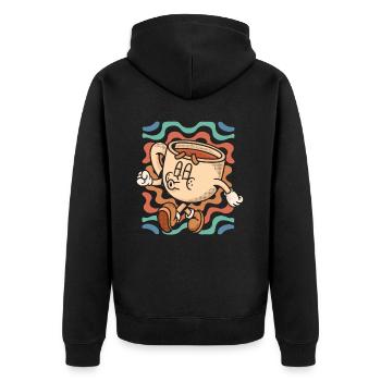 Coffee Cafe - Unisex Premium Organic Zip Hoodie - black - Back - Nico (187cm)