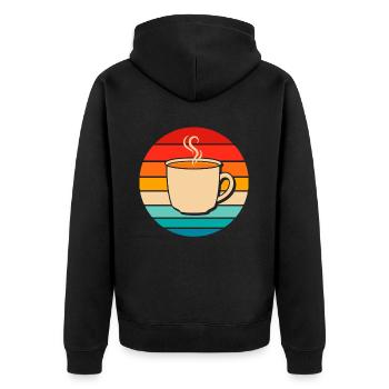 Kaffee Cafe - Unisex Premium Bio Zip Hoodie - Schwarz - Hinten - Nico (187cm)