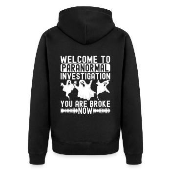 Paranormaler Ermittler Geister Jagen - Unisex Premium Bio Zip Hoodie - Schwarz - Hinten - Nico (187cm)