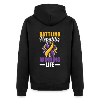 Autoimmune Hepatitis Awareness World Hepatitis Day - Unisex Premium Organic Zip Hoodie - black - Back - Nico (187cm)