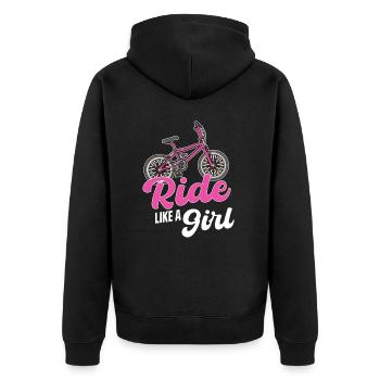 Ride Like A Girl Bmx Race Automobile Triathlon - Unisex Premium Organic Zip Hoodie - black - Back - Nico (187cm)