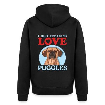 Puggle chiens propriétaires de chiens chien propriétaire cadeau - Veste à capuche bio Premium Unisexe - noir - Dos - Nico (187cm)