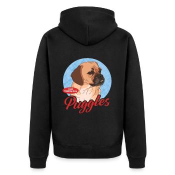 Puggle chien chien propriétaire chien propriétaire cadeau - Veste à capuche bio Premium Unisexe - noir - Dos - Nico (187cm)