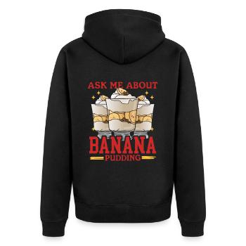Bananen Pudding Bananenpudding Geschenk - Unisex Premium Bio Zip Hoodie - Schwarz - Hinten - Nico (187cm)