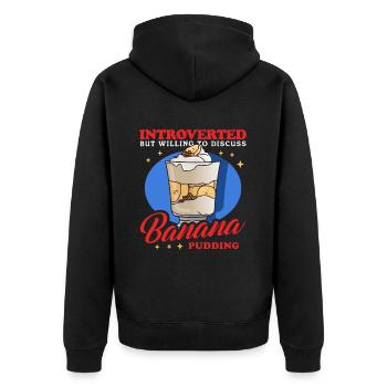 Bananenpudding Bananen-Pudding Geschenk - Unisex Premium Bio Zip Hoodie - Schwarz - Hinten - Nico (187cm)