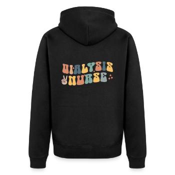 Dialyse Techniker Krankenschwester - Unisex Premium Bio Zip Hoodie - Schwarz - Hinten - Nico (187cm)