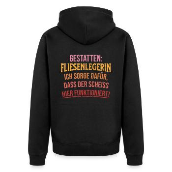 Fliesenleger Spruche Treppenfliesenverlegung - Unisex Premium Bio Zip Hoodie - Schwarz - Hinten - Nico (187cm)