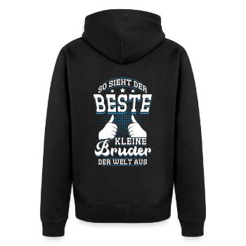 So Sieht Der Beste Kleine Bruder Der Welt Aus - Unisex Premium Bio Zip Hoodie - Schwarz - Hinten - Nico (187cm)