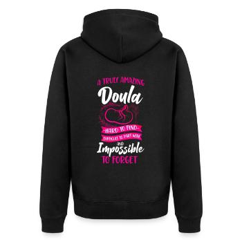 Doula Birth Worker A Truly Amazing - Unisex Premium Organic Zip Hoodie - black - Back - Nico (187cm)