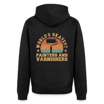 Retro World's Okayest Painters and Varnishers - Unisex Premium Organic Zip Hoodie - black - Back - Nico (187cm)