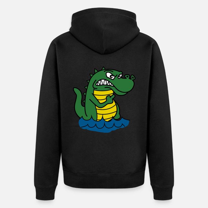 Alligators Grumpy Alligator - Unisex Premium Organic Zip Hoodie - black