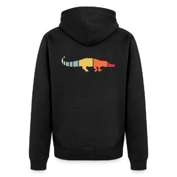 Retro Alligator - Unisex Premium Bio Zip Hoodie - Schwarz - Hinten - Nico (187cm)