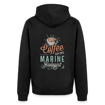 Marine Biologist Coffee Oceanology Coffee Lover - Unisex Premium Bio Zip Hoodie - Schwarz - Hinten - Nico (187cm)